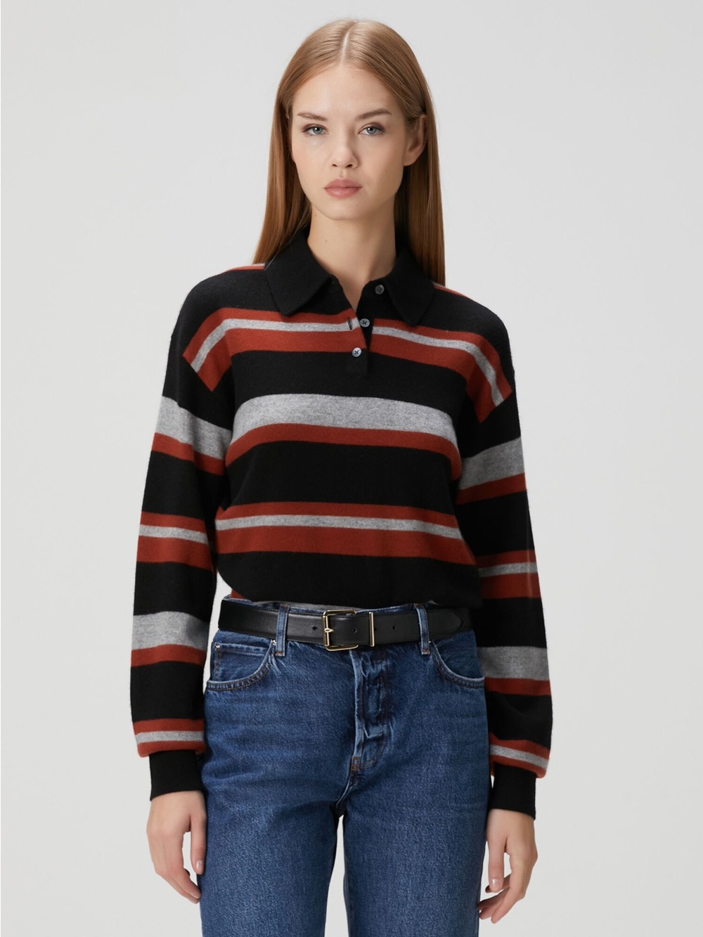Guest in Residence Medium Collegiate Stripe Polo Sweater Shirt Rugby
